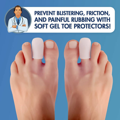 Dr. Frederick's Original Soft Gel Toe Protectors for Men & Women - 12 Pieces - Toe Caps for Foot Pain Relief - Flexible Cushions - Toe Sleeves for Ingrown Toenails, Corns, Calluses, Blisters Toe Protectors Dr. Frederick's Original 