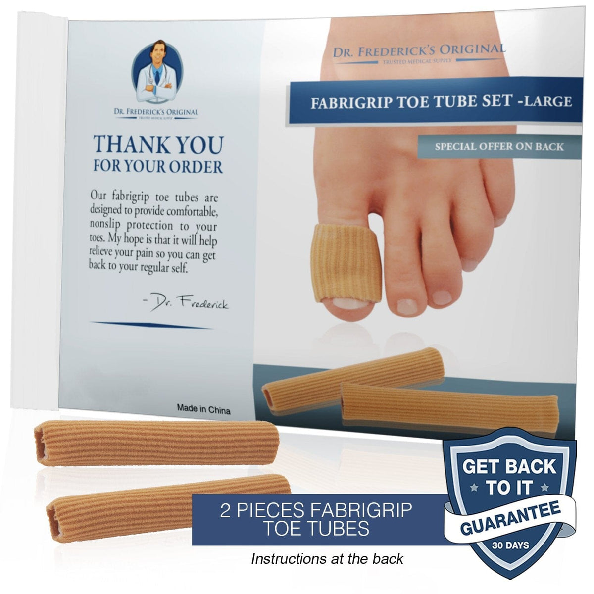 Dr. Frederick&#39;s Original Fabrigrip Toe Protectors - 2 Multiple-Use Pieces - Toe Covers to Prevent Blisters, Cushion Bunions, &amp; More Foot Pain Dr. Frederick&#39;s Original 