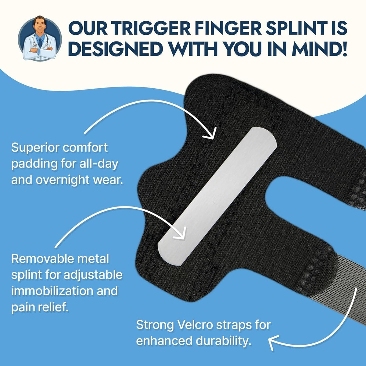 Dr. Frederick&#39;s Original Trigger Finger Splint - 2ct - Mallet Finger Splint - Finger Brace for Arthritis, Injury, Sprain - Fits Index, Middle, &amp; Ring Finger Pain Trigger Finger Dr. Frederick&#39;s Original 