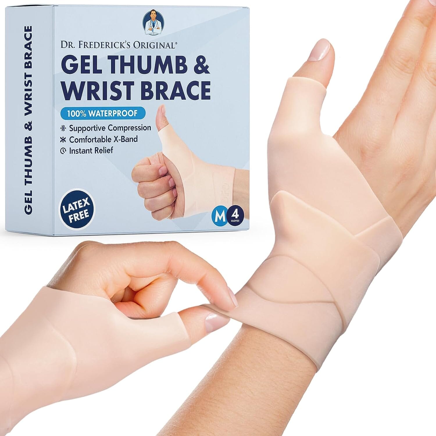 Dr. Frederick's Original Waterproof Thumb & Wrist Brace - 4pcs - Thumb  Spica Splint - Hand Brace for Tendonitis, Arthritis, De Quervain’s - Fits  Left