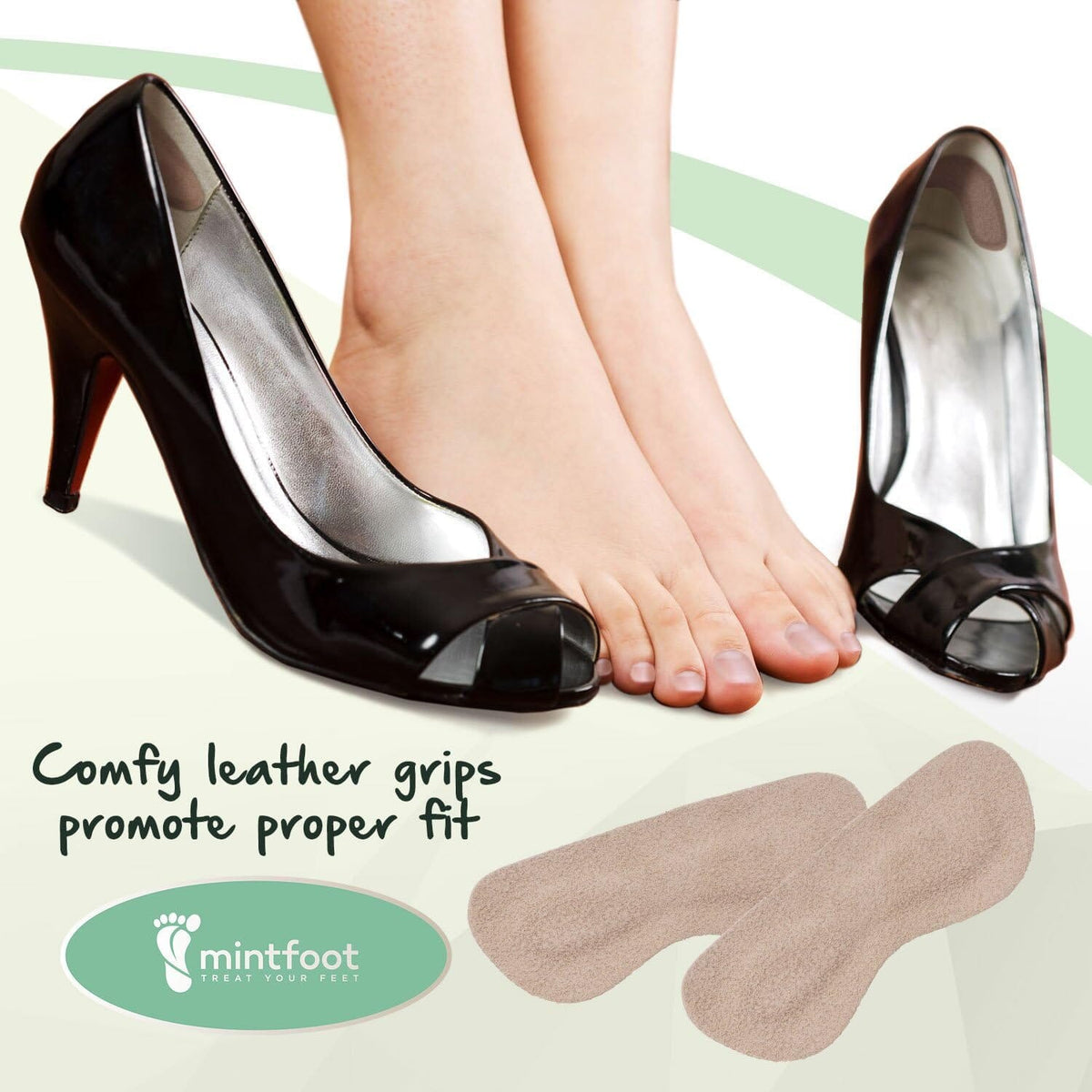Mintfoot Leather Heel Grips - 10 Pieces - Shoe Liners for Women &amp; Men - Heel Snugs to Stop Blisters &amp; Cuts Foot Pain Dr. Frederick&#39;s Original 