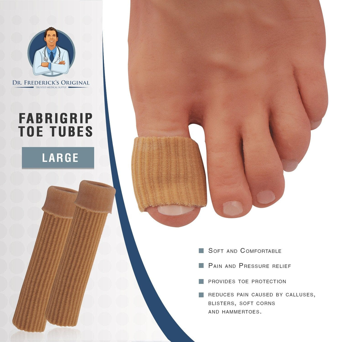 Dr. Frederick&#39;s Original Fabrigrip Toe Protectors - 2 Multiple-Use Pieces - Toe Covers to Prevent Blisters, Cushion Bunions, &amp; More Foot Pain Dr. Frederick&#39;s Original 
