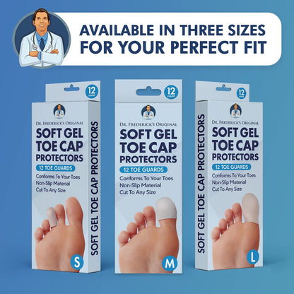 Dr. Frederick's Original Soft Gel Toe Protectors for Men & Women - 12 Pieces - Toe Caps for Foot Pain Relief - Flexible Cushions - Toe Sleeves for Ingrown Toenails, Corns, Calluses, Blisters Toe Protectors Dr. Frederick's Original 