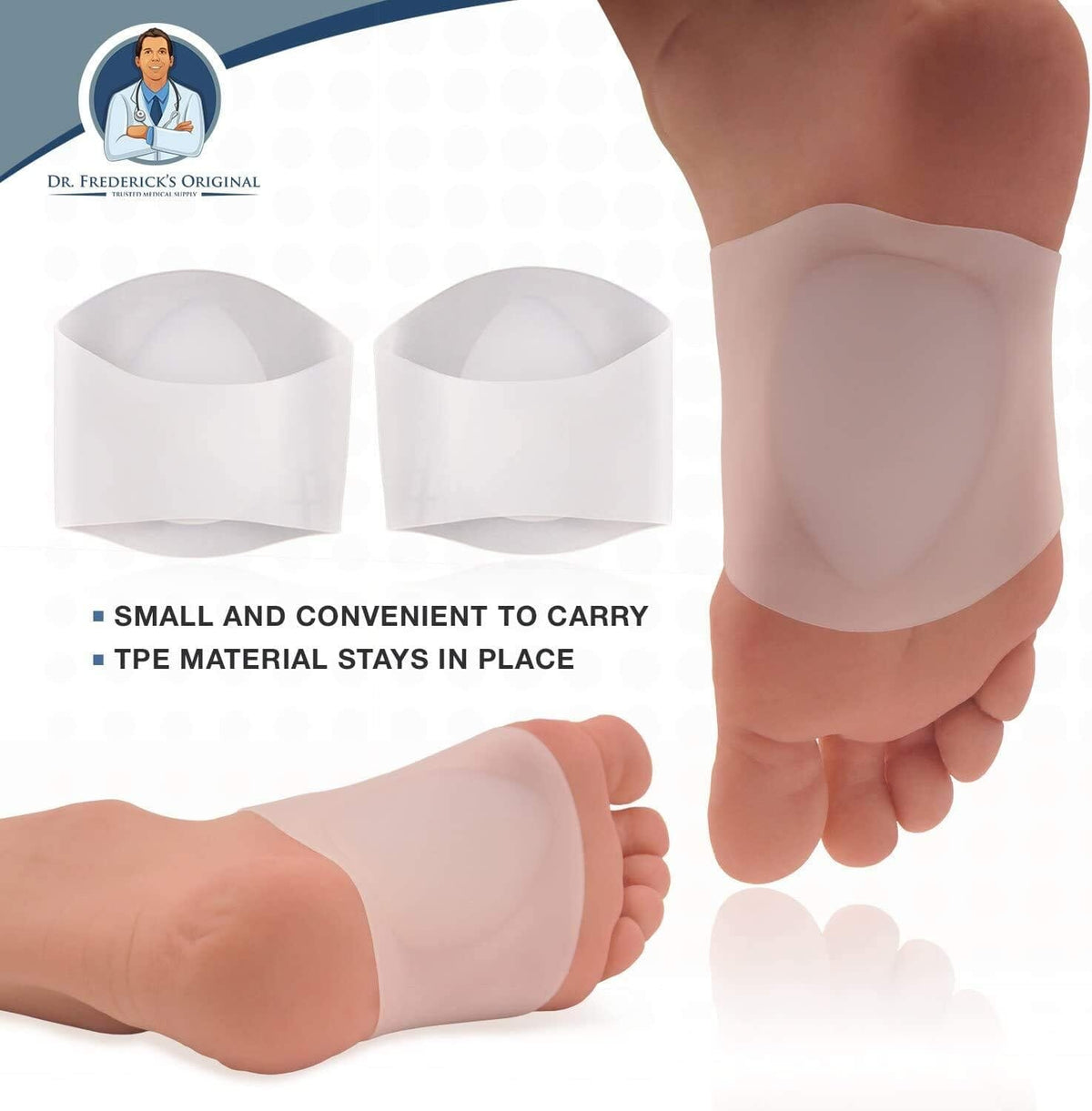 Dr. Frederick&#39;s Original Arch Support Shoe Insert Gel Set - 2 Pieces - Soft Gel Sleeves for Plantar Fasciitis Support &amp; Flat Foot Support - Pain Relief - Men &amp; Women - LARGE - W8-14 | M6-13 Foot Pain Dr. Frederick&#39;s Original 