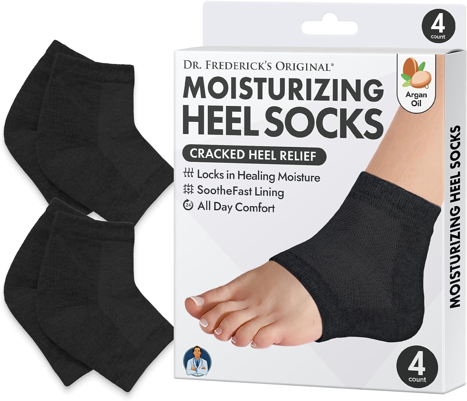 Dr. Frederick's Original Moisturizing Heel Socks - 2 Pairs - for
