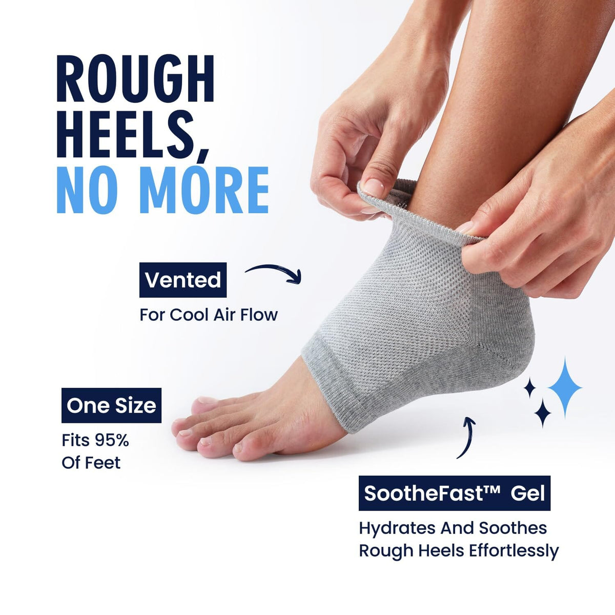 Dr. Frederick&#39;s Original Moisturizing Heel Socks for Cracked Heel Treatment - 2 Pairs - Heel Socks for Dry Cracked Feet - Cracked Heel Repair - Heal Dry Heels - Foot Care for Women &amp; Men - Choose Your Color Cracked Heel Dr. Frederick&#39;s Original 