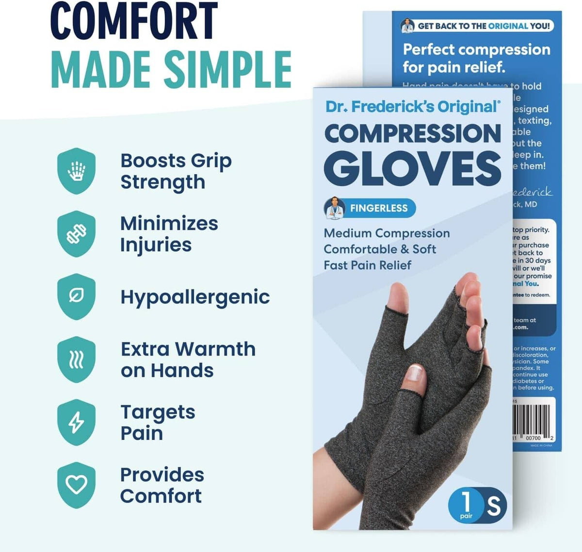 Dr. Frederick&#39;s Original Arthritis Compression Gloves for Women &amp; Men - Ideal for Arthritis Hand Pain Relief, Carpal Tunnel, Reynaud’s &amp; Poor Circulation Hand Pain Dr. Frederick&#39;s Original 