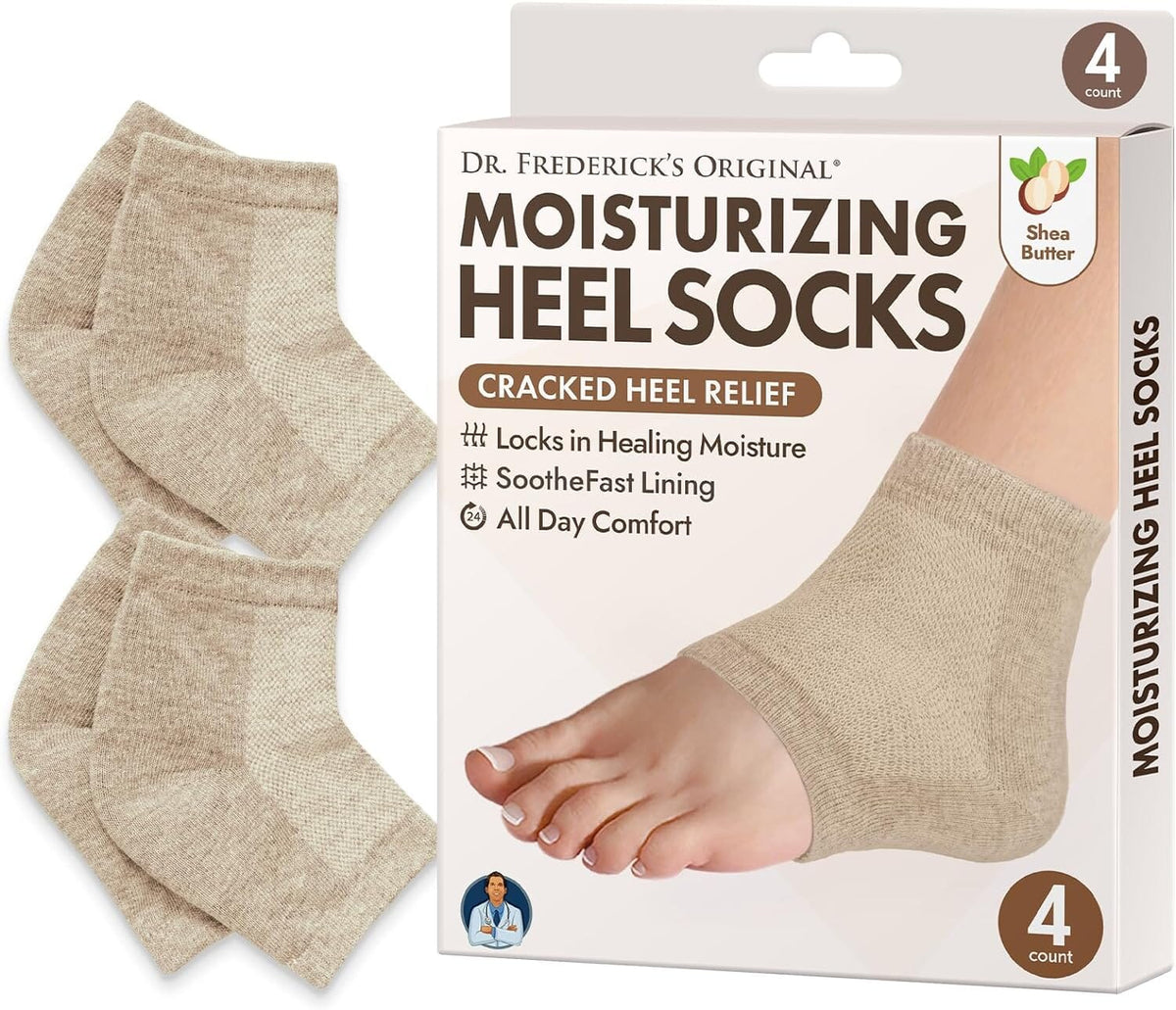 Dr. Frederick&#39;s Original Moisturizing Heel Socks - 2 Pairs - for Dry Cracked Heels - Choose Your Color Cracked Heel Dr. Frederick&#39;s Original Tan - Shea Butter 