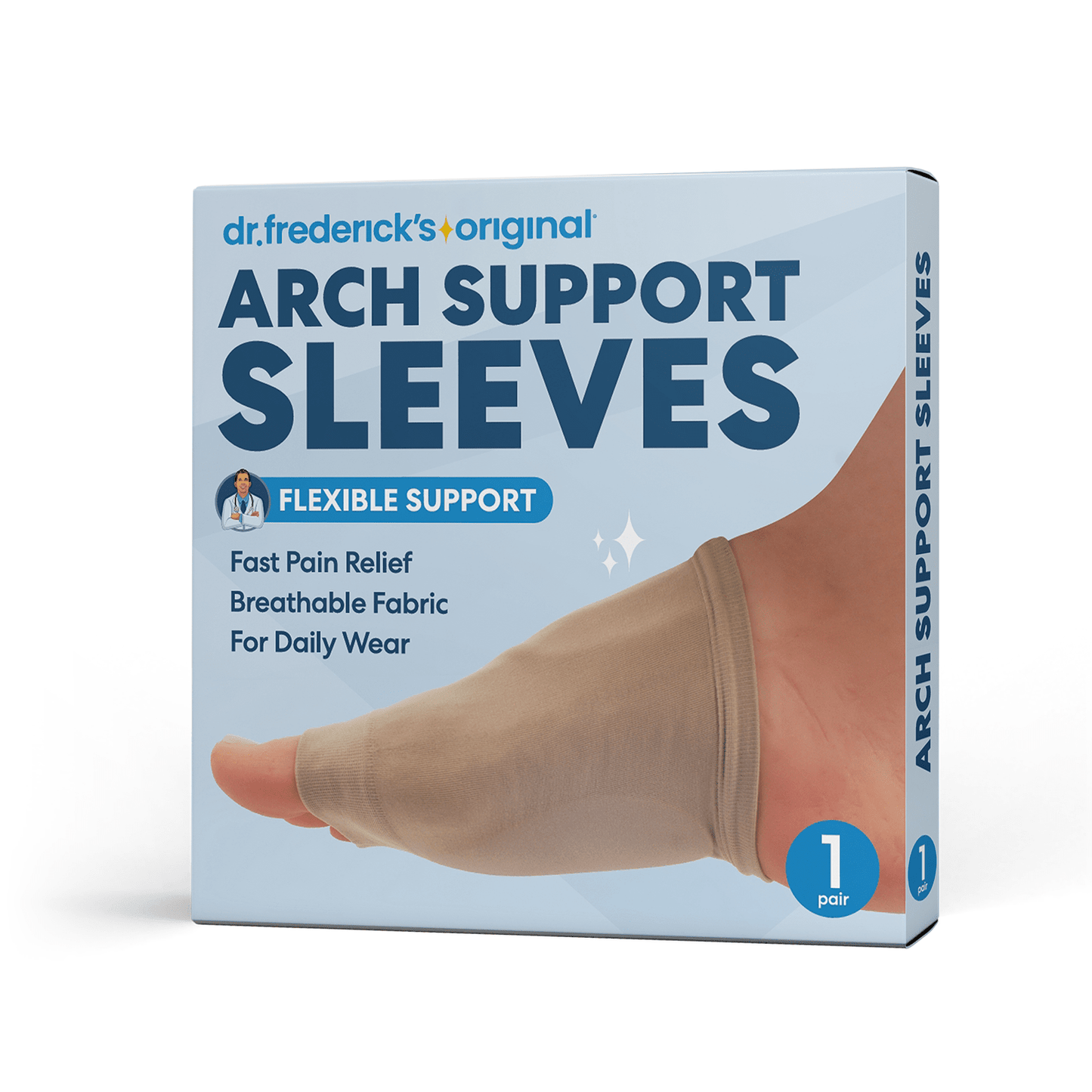 Dr. Frederick's Original Arch Support Sleeve Set - 2 Pieces - Soft Gel Sleeves for Flat Foot Pain - Arch Support - Plantar Fasciitis Pain Relief - W6-10 | M4.5-8 Foot Pain Dr. Frederick's Original 