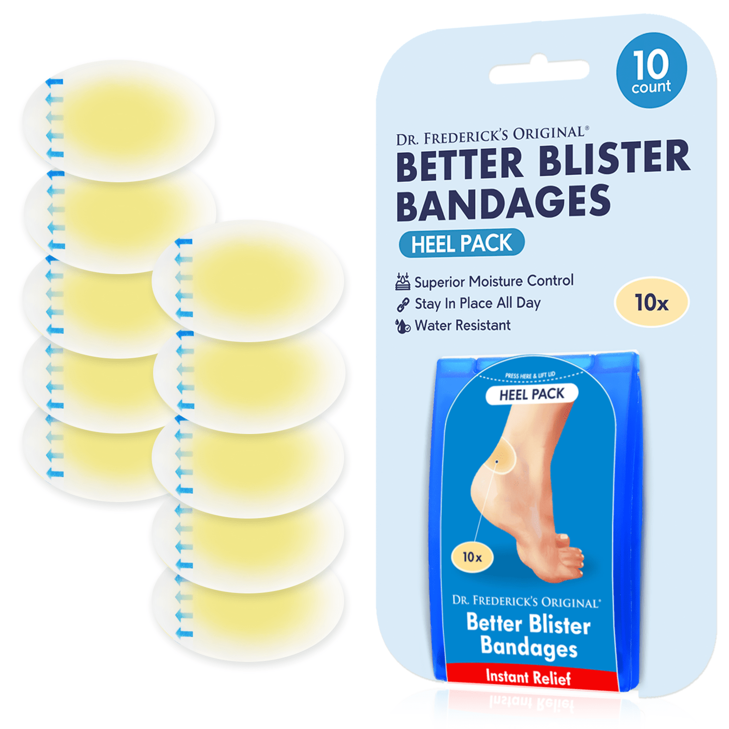 Dr. Frederick's Original Better Blister Bandages - 10 ct Heel Pack -- for Rapid Blister Prevention & Recovery Foot Pain Dr. Frederick's Original 