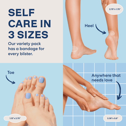 Dr. Frederick's Original Better Blister™ Bandages - 12ct - Water Resistant - 40% More Cushioning - Hydrocolloid Bandages for Foot, Toe, & Heel - Blister Pads for Prevention & Recovery - Variety Pack Blister Care Dr. Frederick's Original 