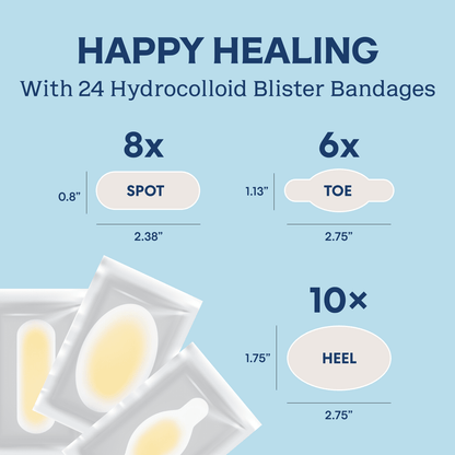 Dr. Frederick's Original Better Blister™ Bandages - 12ct - Water Resistant - 40% More Cushioning - Hydrocolloid Bandages for Foot, Toe, & Heel - Blister Pads for Prevention & Recovery - Variety Pack Blister Care Dr. Frederick's Original 