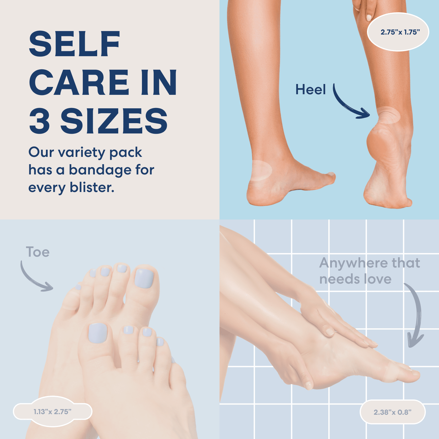 Dr. Frederick's Original Better Blister™ Bandages - 12ct - Water Resistant - 40% More Cushioning - Hydrocolloid Bandages for Foot, Toe, & Heel - Blister Pads for Prevention & Recovery - Variety Pack Blister Care Dr. Frederick's Original 