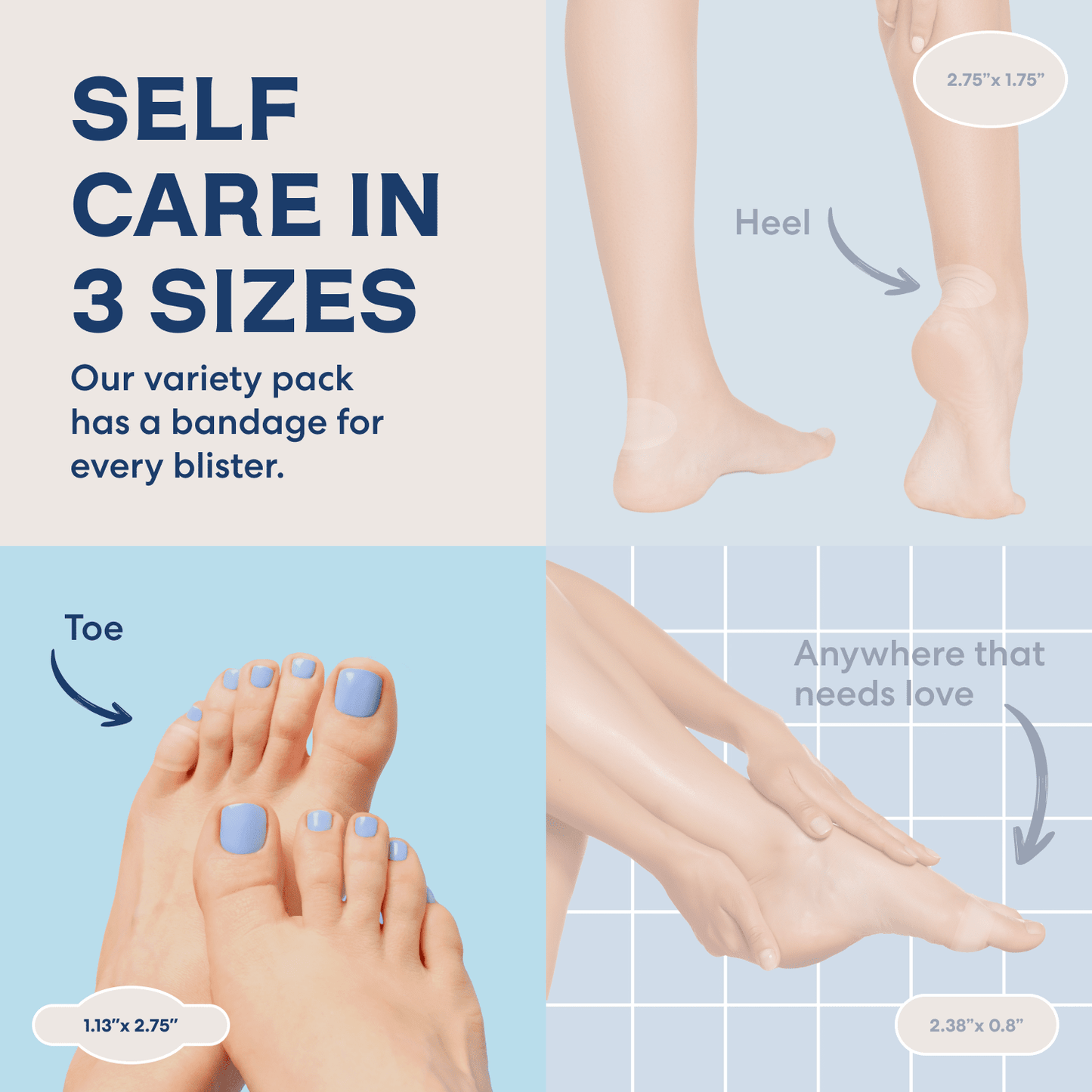 Dr. Frederick's Original Better Blister™ Bandages - 12ct - Water Resistant - 40% More Cushioning - Hydrocolloid Bandages for Foot, Toe, & Heel - Blister Pads for Prevention & Recovery - Variety Pack Blister Care Dr. Frederick's Original 