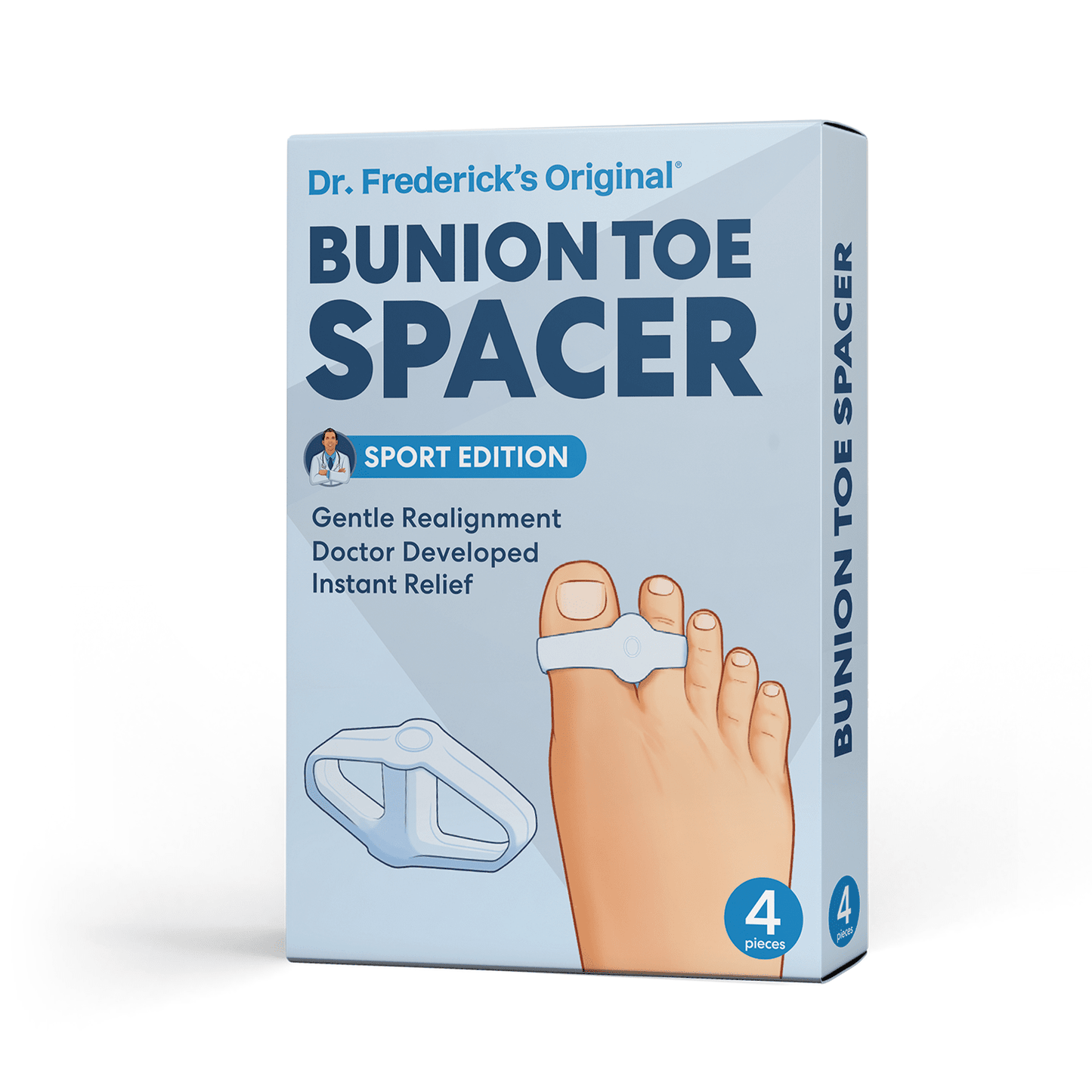 Box of Dr. Frederick's Original Bunion Toe Spacer on a white background