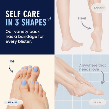 Dr. Frederick's Original Better Blister™ Bandages - 12ct - Water Resistant - 40% More Cushioning - Hydrocolloid Bandages for Foot, Toe, & Heel - Blister Pads for Prevention & Recovery - Variety Pack Foot Pain Dr. Frederick's Original 