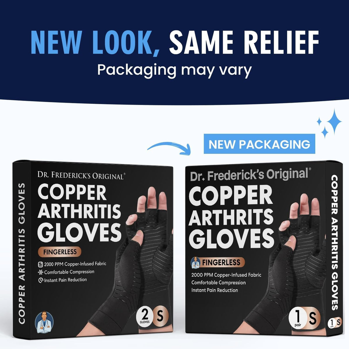 Dr. Frederick&#39;s Original Copper Comfort Gloves - 2 Gloves - Great for Typing and Everyday Activities - Fit Guaranteed Hand Pain Dr. Frederick&#39;s Original 