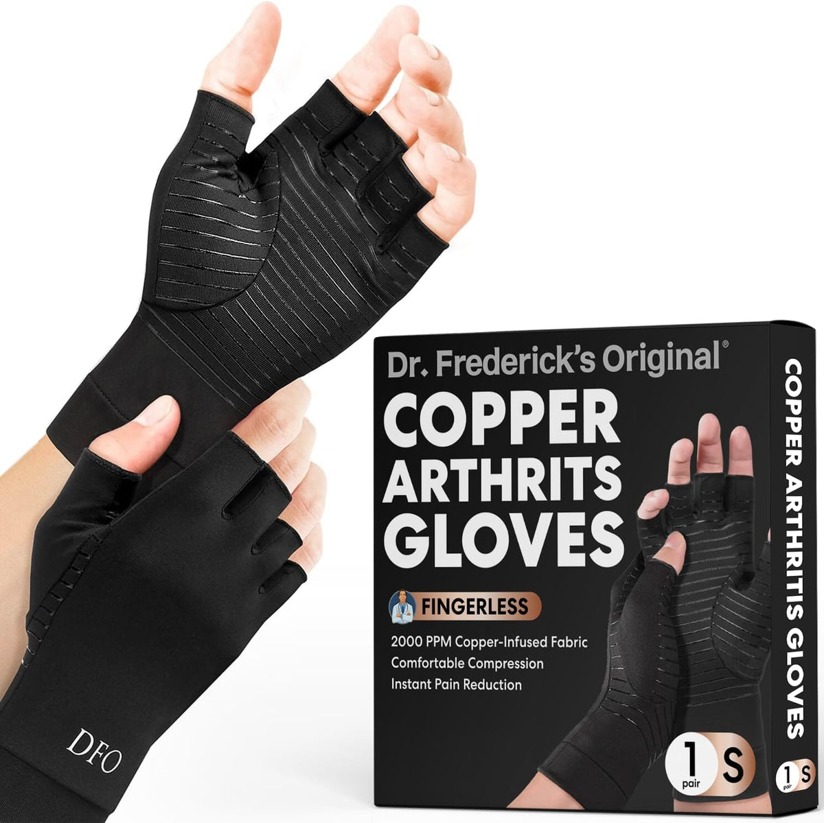 Dr. Frederick&#39;s Original Copper Comfort Gloves - 2 Gloves - Great for Typing and Everyday Activities - Fit Guaranteed Hand Pain Dr. Frederick&#39;s Original 