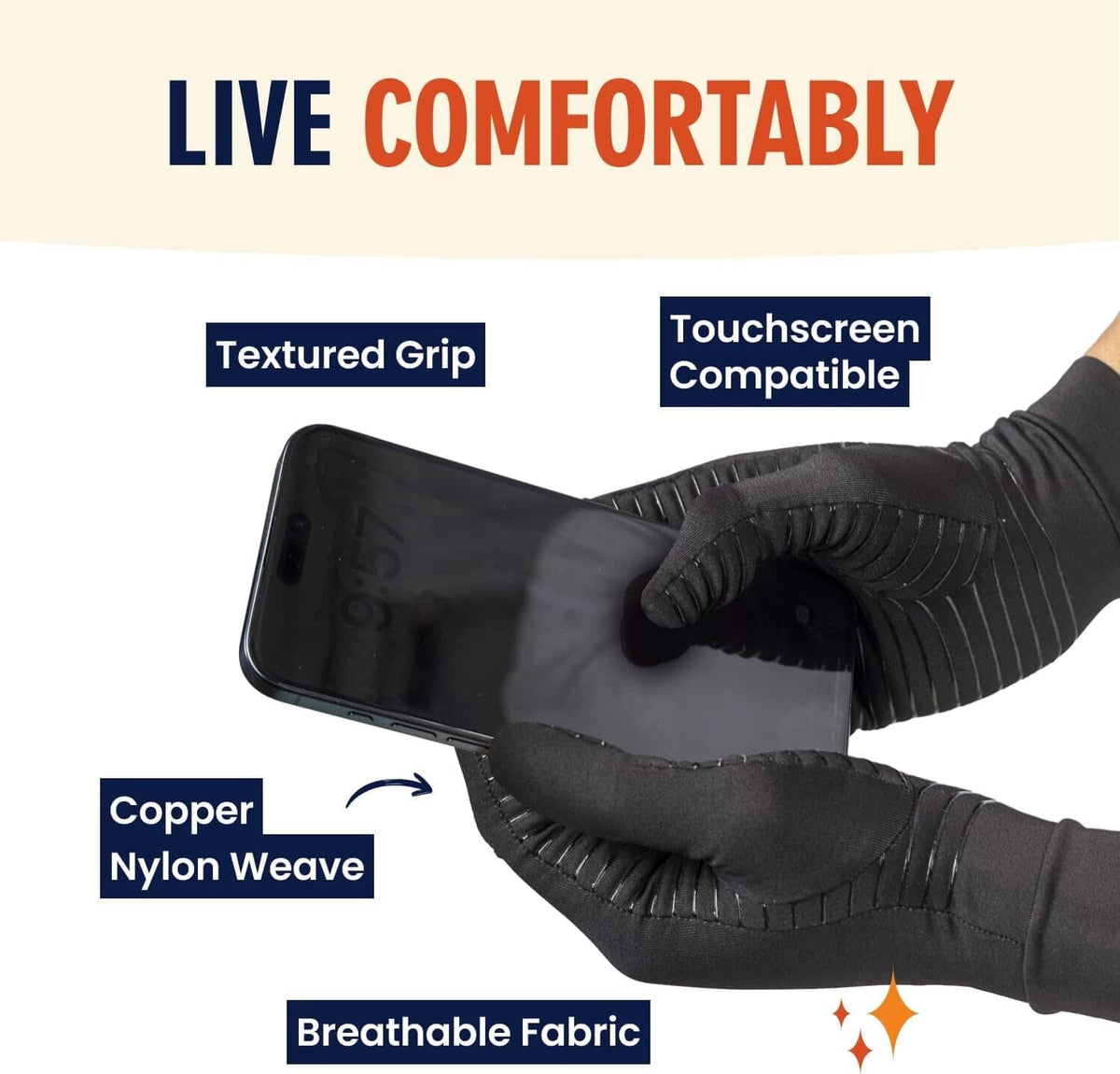 Dr. Frederick&#39;s Original Copper Full Finger Comfort Gloves - 2 Gloves - Great for Typing and Everyday Activities - Fit Guaranteed Hand Pain Dr. Frederick&#39;s Original 