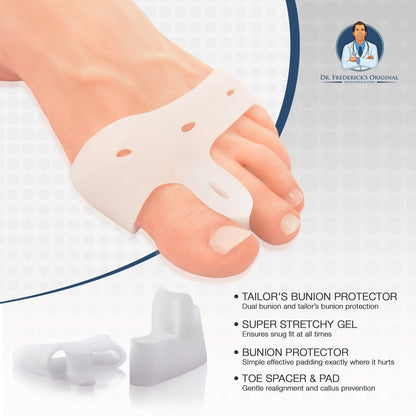Dr. Frederick's Original Deluxe Bunion Pad & Toe Spacer - 2 Pieces - Soft Gel Toe Separators for Active People - Pain Relief for Bunions & Tailor's Bunions - Heavy Duty Foot Pain Dr. Frederick's Original 