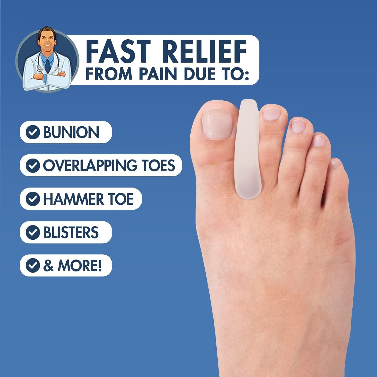 Dr. Frederick's Original Flared Gel Toe Separators - 6 ct - Soft Toe Spacers for Bunions, Overlapping Toes & Pain Relief - Orthotic Corrector for Men & Women - One Size Foot Pain Dr. Frederick's Original 