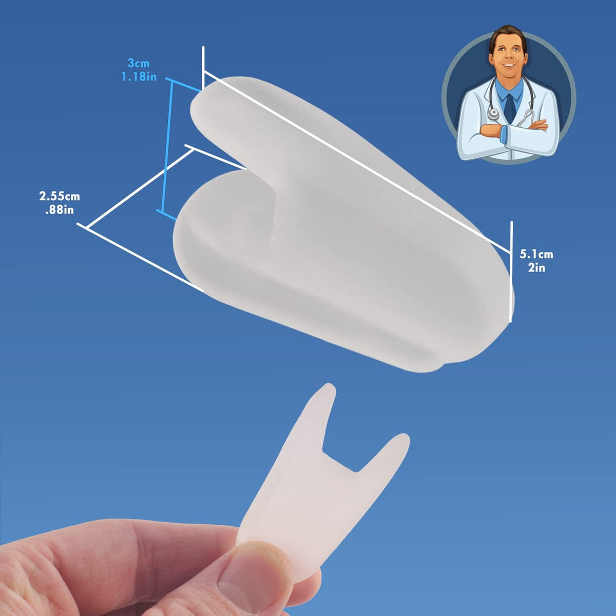 Dr. Frederick&#39;s Original Flared Gel Toe Separators - 6 ct - Soft Toe Spacers for Bunions, Overlapping Toes &amp; Pain Relief - Orthotic Corrector for Men &amp; Women - One Size Foot Pain Dr. Frederick&#39;s Original 