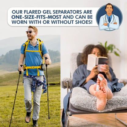 Dr. Frederick's Original Flared Gel Toe Separators - 6 ct - Soft Toe Spacers for Bunions, Overlapping Toes & Pain Relief - Orthotic Corrector for Men & Women - One Size Foot Pain Dr. Frederick's Original 