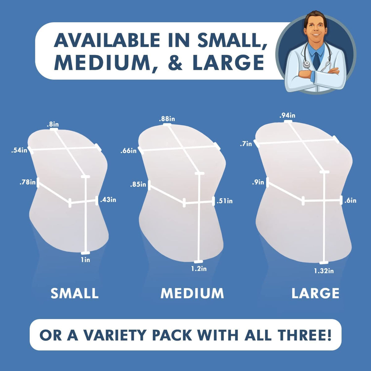 Dr. Frederick&#39;s Original Gel Toe Separators - 6 ct - Soft Spacers for Bunions, Overlapping Toes &amp; Pain Relief - Variety Pack - Includes Small/Medium/Large Foot Pain Dr. Frederick&#39;s Original 