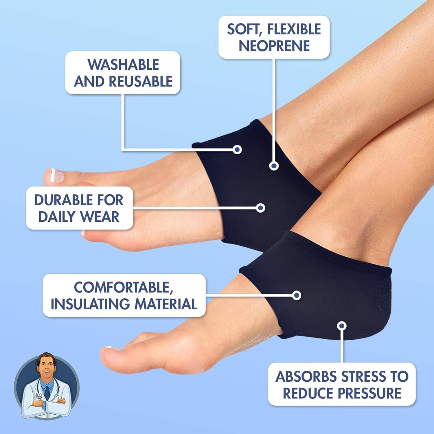 Dr. Frederick's Original Neoprene Heel Guards - 2 ct - Soft Heel Cups for Pain Relief & Plantar Fasciitis - Comfortable Design for Men & Women Foot Pain Dr. Frederick's Original 