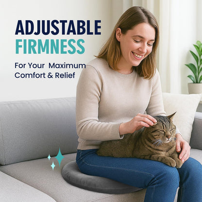 Dr. Frederick's Original Donut Pillow - 18" Inflatable Donut Cushion for Tailbone Pain Relief - Donut Pillow Seat Cushion for Hemorrhoids, Bed Sores, Prostatitis - Gray Flannel & Vinyl Back Pain Dr. Frederick's Original 