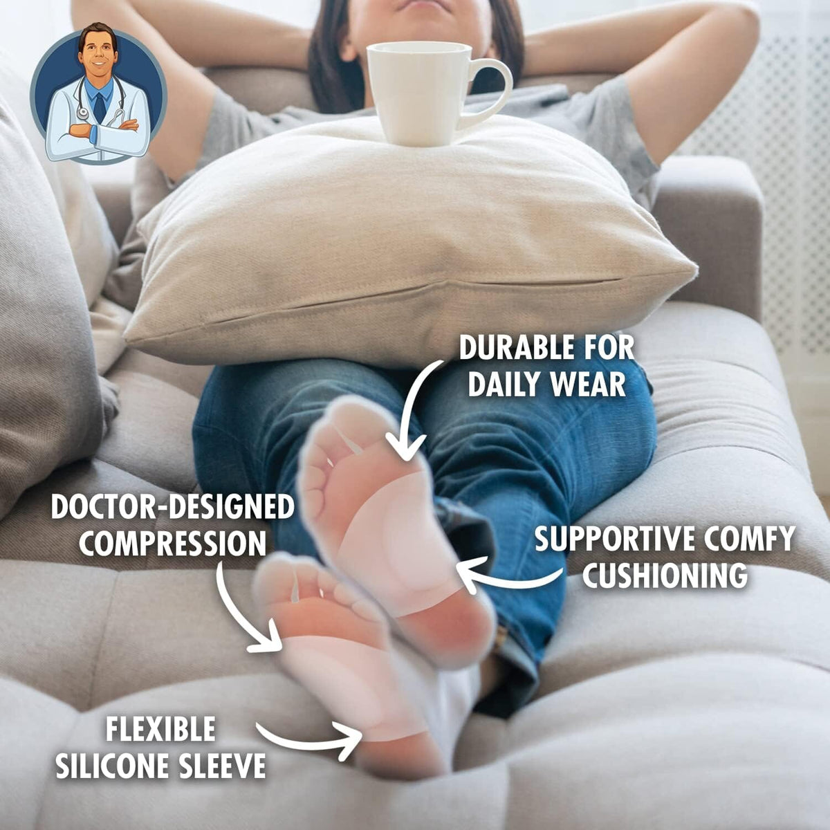 Dr. Frederick&#39;s Original Arch Support Sleeves Plus - 2 ct - Relief for Flat Feet &amp; Arch Pain - Orthotic Support for Men &amp; Women Foot Pain Dr. Frederick&#39;s Original 