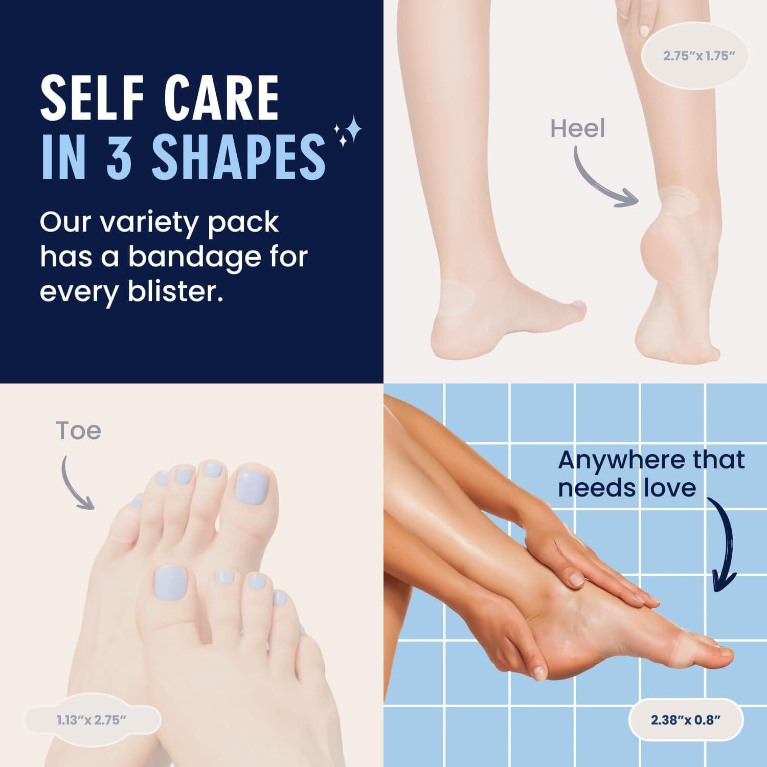 Dr. Frederick's Original Better Blister™ Bandages - 12ct - Water Resistant - 40% More Cushioning - Hydrocolloid Bandages for Foot, Toe, & Heel - Blister Pads for Prevention & Recovery - Variety Pack Foot Pain Dr. Frederick's Original 