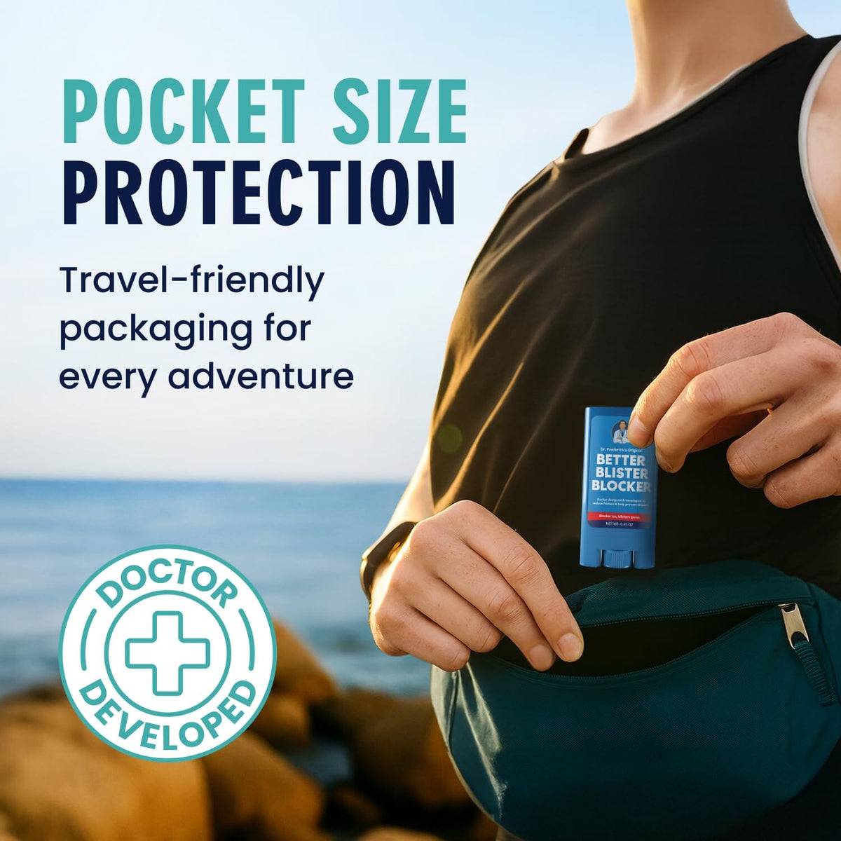 Dr. Frederick&#39;s Original Better Blister™ Blocker - 0.9 oz - 2 Sticks - Anti-Chafing Stick - Anti Friction Balm for Blister Prevention - Great for Travel, Walks, Runs, Theme Parks, and Comfort Blister Prevention Dr. Frederick&#39;s Original 