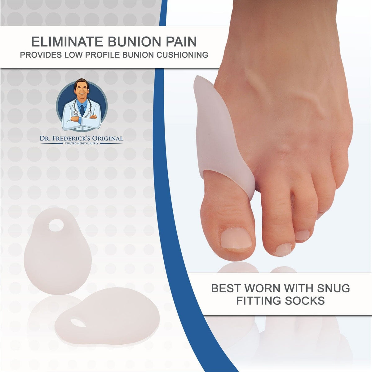 Dr. Frederick&#39;s Original Low-Profile Bunion Pads - 2 ct - Slim Gel Cushions for Hallux Valgus Pain Relief - Perfect for Shoes Foot Pain Dr. Frederick&#39;s Original 