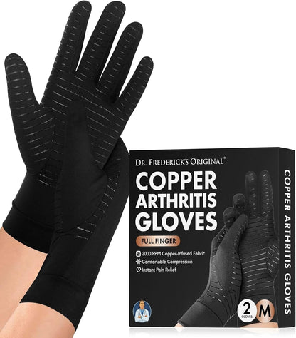 Dr. Frederick's Original Copper Full Finger Comfort Gloves - 2 Gloves - Great for Typing and Everyday Activities Hand Pain Dr. Frederick's Original Medium 