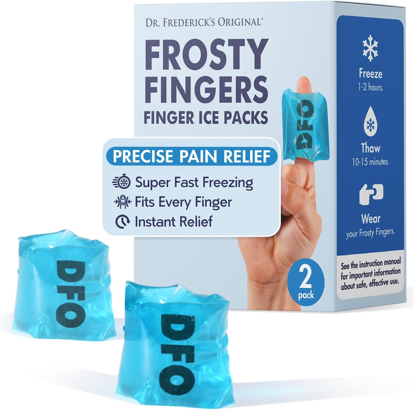 Dr. Frederick's Original Frosty Fingers - 2 ct - Gel Ice Packs for Finger, Thumb, or Joint Pain Relief - Reusable & Adjustable Sleeves Finger Pain Dr. Frederick's Original 