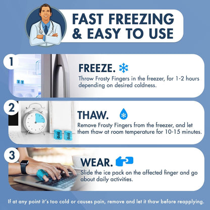 Dr. Frederick's Original Frosty Fingers - 2 ct - Gel Ice Packs for Finger, Thumb, or Joint Pain Relief - Reusable & Adjustable Sleeves Finger Pain Dr. Frederick's Original 