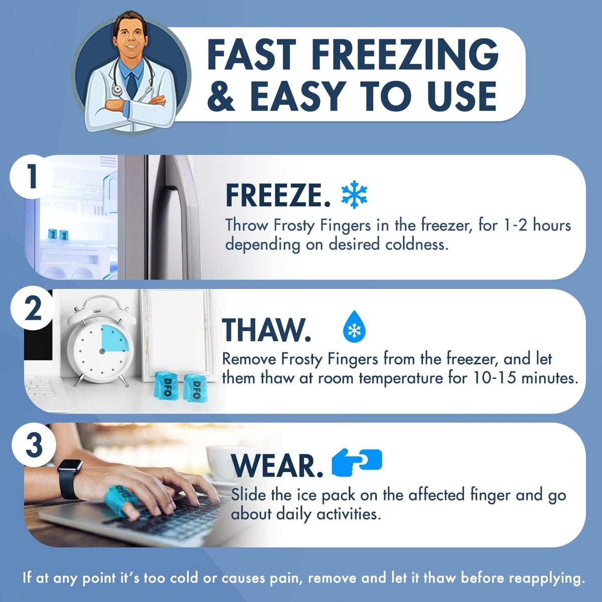 Dr. Frederick&#39;s Original Frosty Fingers - 2 ct - Gel Ice Packs for Finger, Thumb, or Joint Pain Relief - Reusable &amp; Adjustable Sleeves Finger Pain Dr. Frederick&#39;s Original 