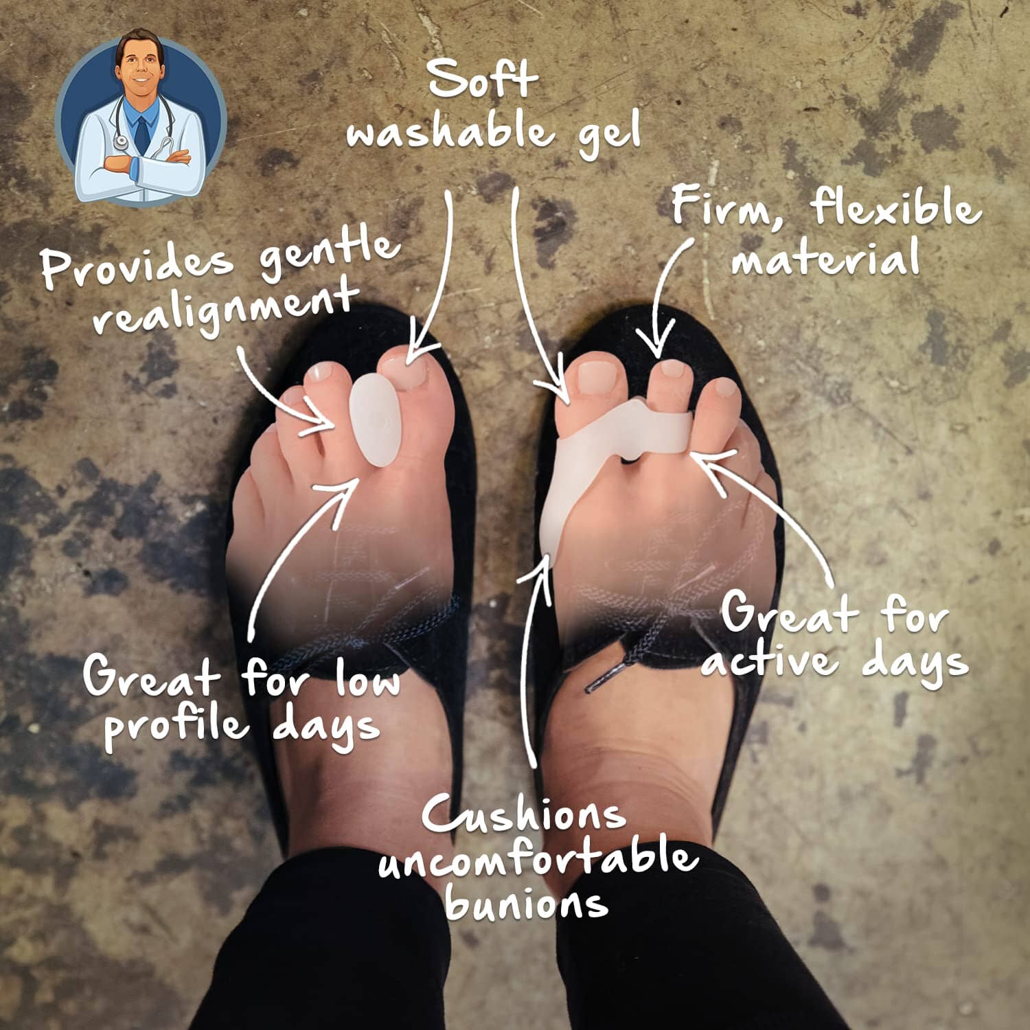 Dr. Frederick's Original 14-Piece Bunion Corrector Kit - Fast Relief for Bunions & Overlapping Toes - For Men & Women - Soft Gel Pads, Spacers, & Separators - No Surgery Required Foot Pain Dr. Frederick's Original 