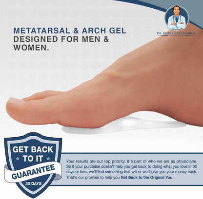 Dr. Frederick's Original Gel Pads for Metatarsal & Arch Support - 2 ct - Self-Adhesive Insoles for Foot Pain, Plantar Fasciitis & Flat Feet Foot Pain Dr. Frederick's Original 