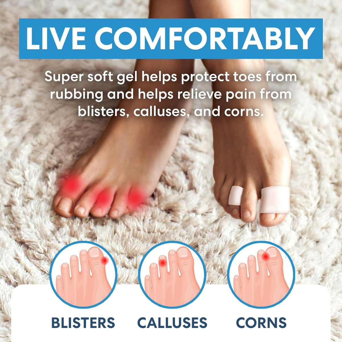 Dr. Frederick&#39;s Original Gel Toe Tubes 12 Piece Variety Pack - Small, Medium and Large Sizes - Toe Protectors &amp; Separators for Calluses - Blisters - Corns Foot Pain Dr. Frederick&#39;s Original 
