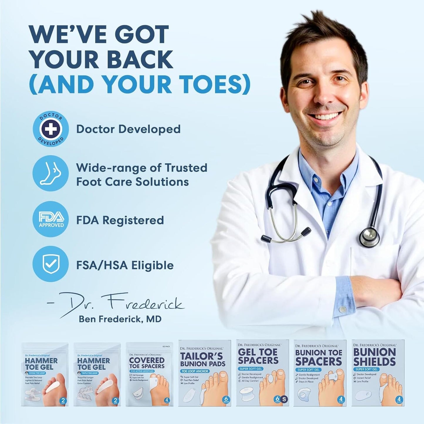 Dr. Frederick's Original Gel Toe Tubes 12 Piece Variety Pack - Small, Medium and Large Sizes - Toe Protectors & Separators for Calluses - Blisters - Corns Foot Pain Dr. Frederick's Original 