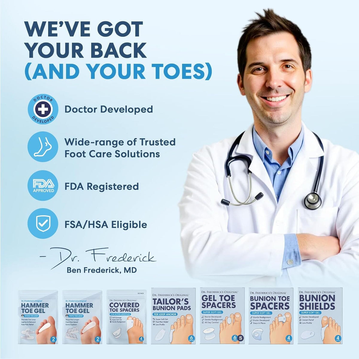 Dr. Frederick&#39;s Original Gel Toe Tubes 12 Piece Variety Pack - Small, Medium and Large Sizes - Toe Protectors &amp; Separators for Calluses - Blisters - Corns Foot Pain Dr. Frederick&#39;s Original 