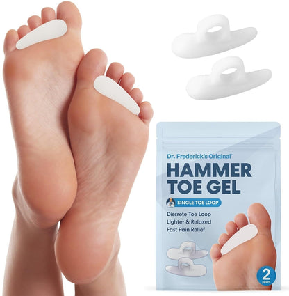 Dr. Frederick's Original Hammer Toe Gels - 2 Pairs - Hammertoe Support Crest for Women & Men - Cushion & Temporary Splint for Toe Alignment, Crooked Toes, and Pain Relief - White - 1 Loop Design Foot Pain Dr. Frederick's Original 