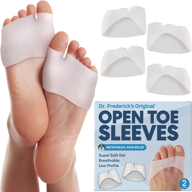 Dr. Frederick's Original Open Toe Sleeves | Half Toe Sleeve Metatarsal Pads | 4 Pieces | Ball of Foot Cushions | Great for Calluses and Blisters | for Men and Women | Perfect for High Heel Shoes Foot Pain Dr. Frederick's Original 