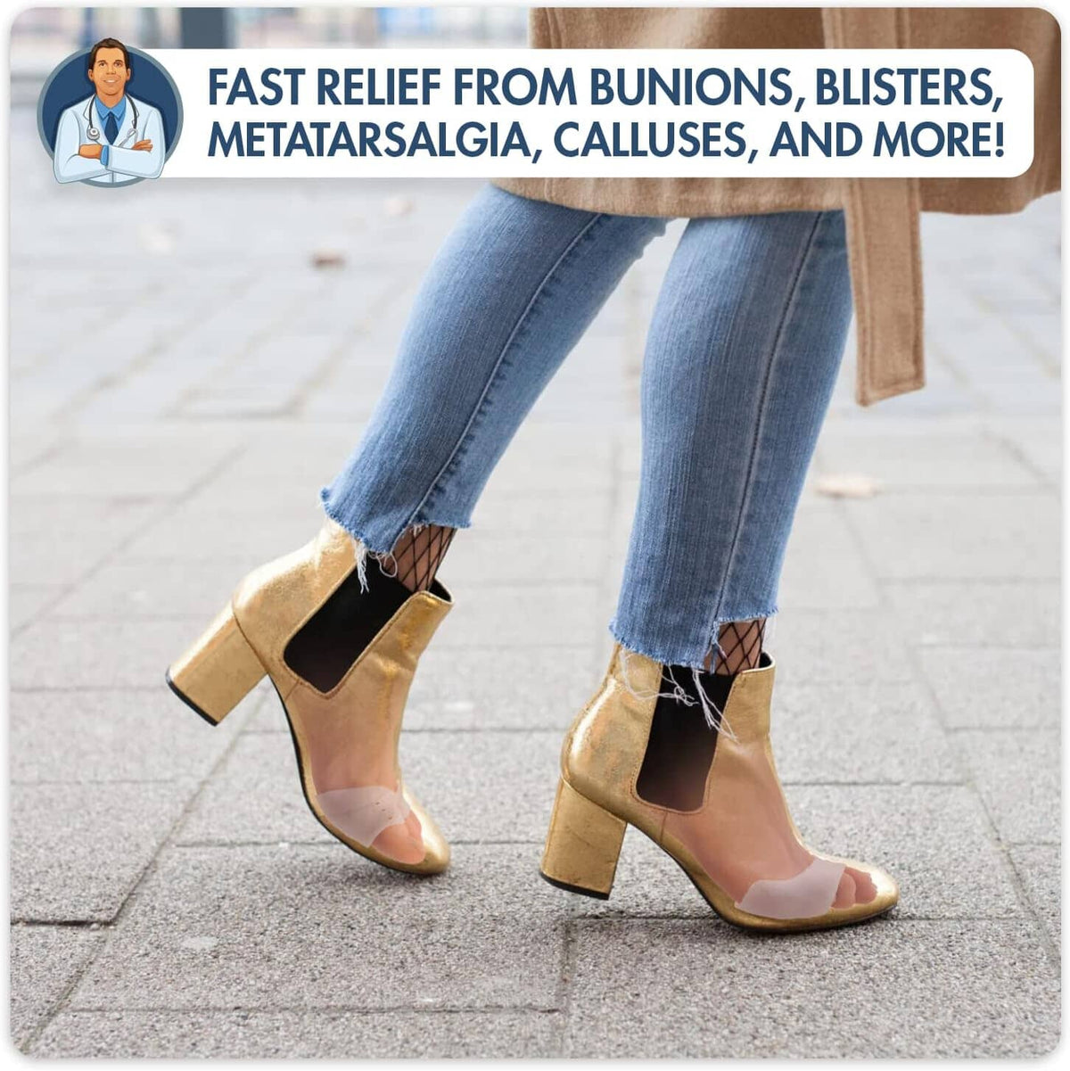 Dr. Frederick&#39;s Original Open Toe Sleeves | Half Toe Sleeve Metatarsal Pads | 4 Pieces | Ball of Foot Cushions | Great for Calluses and Blisters | for Men and Women | Perfect for High Heel Shoes Foot Pain Dr. Frederick&#39;s Original 