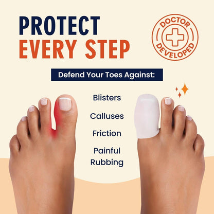 Dr. Frederick's Original Soft Gel Toe Protectors for Men & Women - 6 ct - Toe Caps for Foot Pain Relief - Sleeves for Ingrown Toenails, Corns, Calluses, and Blisters - Large - White Foot Pain Dr. Frederick's Original 