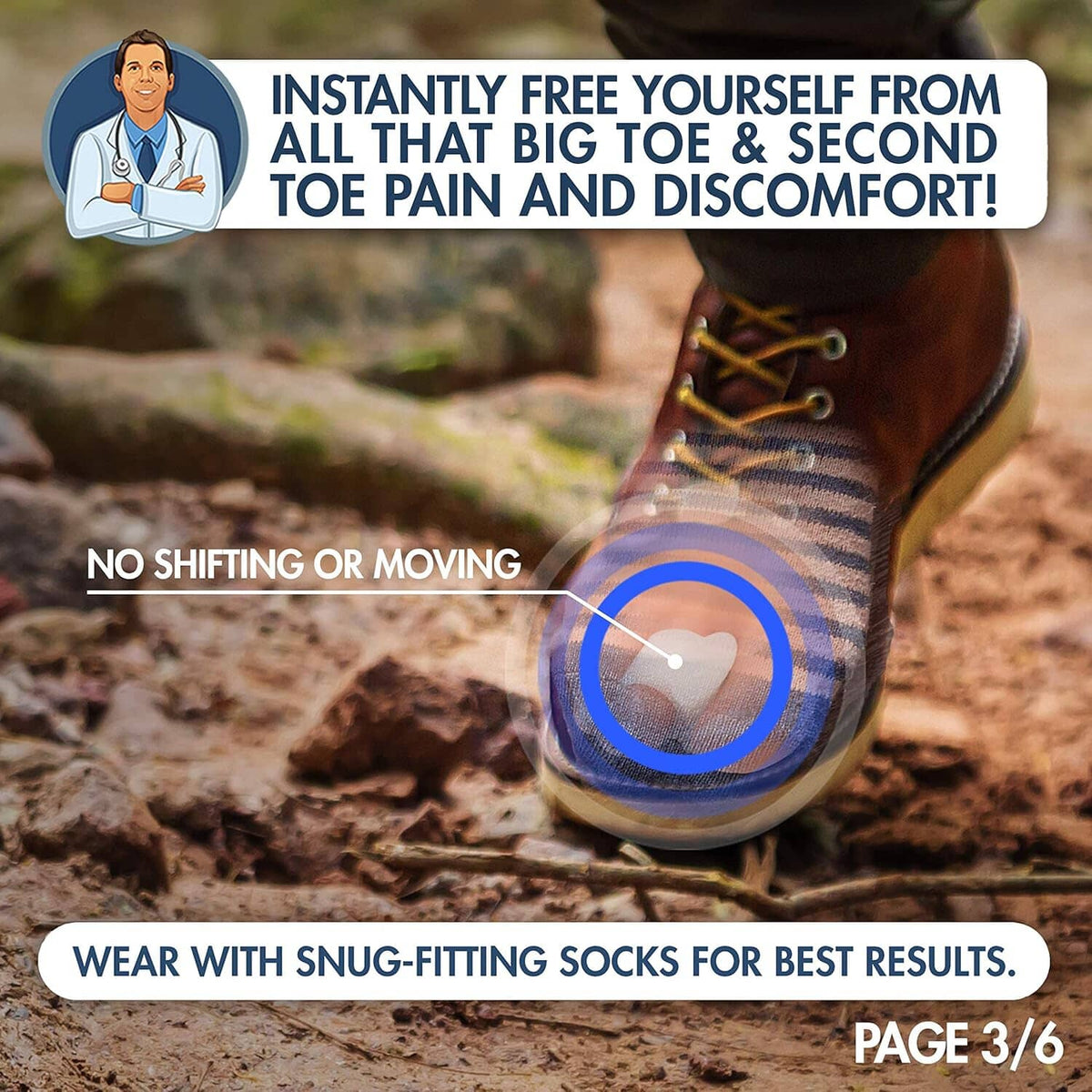 Dr. Frederick&#39;s Original Sport Bunion Pads - 4 ct - Temporary Bunion Corrector - Toe Separator Gel Cushion - Relief for Women &amp; Men Foot Pain Dr. Frederick&#39;s Original 