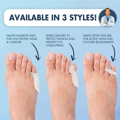 Dr. Frederick's Original Tailor's Bunion Sport Spacers - 6pcs - Soft Gel Tailor's Bunion Corrector - Pinky Toe Protection - Fast Bunionette Pain Relief for Men & Women - Prevent Toe Rubbing Foot Pain Dr. Frederick's Original 