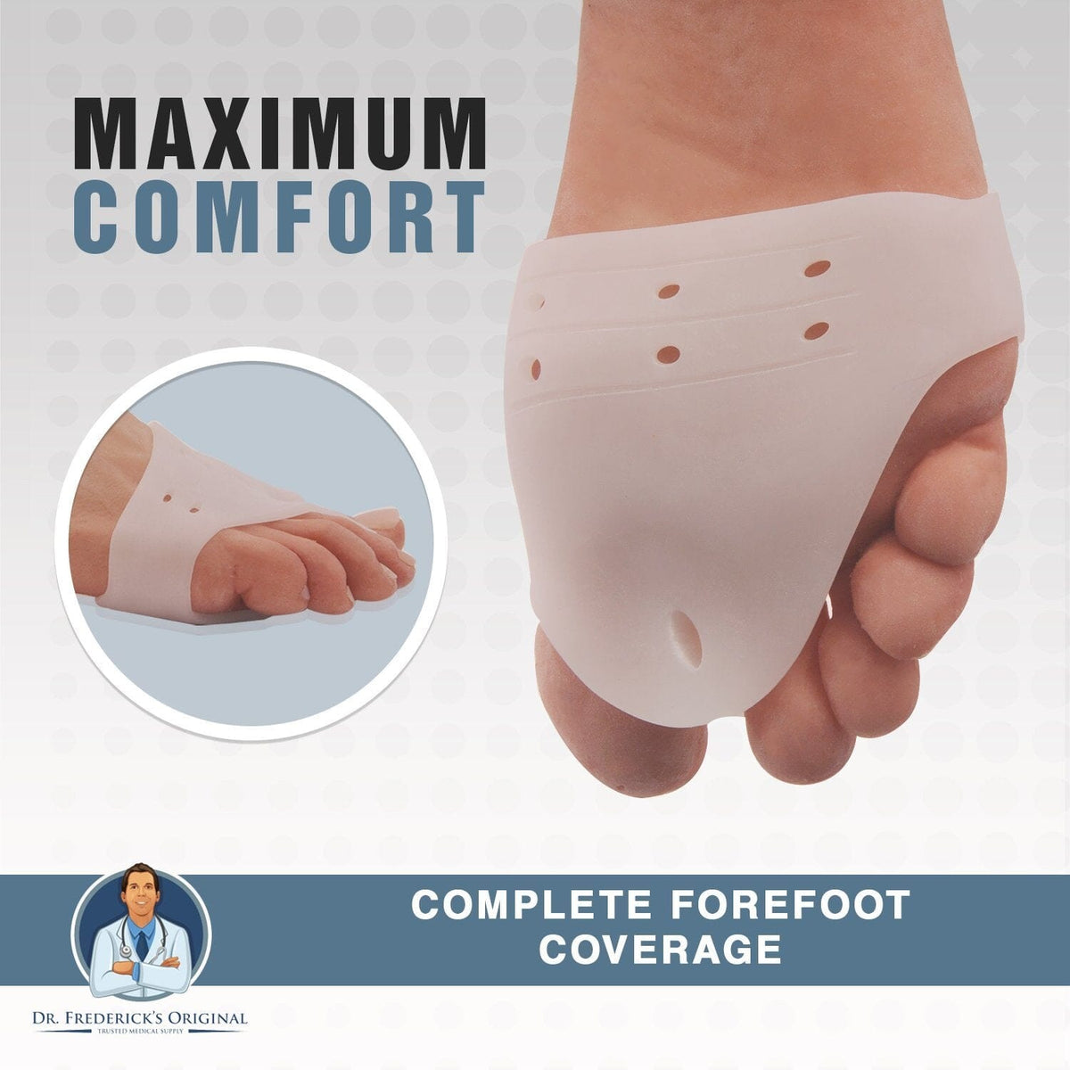 Dr. Frederick&#39;s Original Deluxe Ball of Foot Cushions &amp; Bunion Pad - 2 Pieces - Foot Pads to Help Relieve Hallux Valgus, Tailor&#39;s Bunion, and Forefoot Pain - Get Back to Your Active Lifestyle Foot Pain Dr. Frederick&#39;s Original 